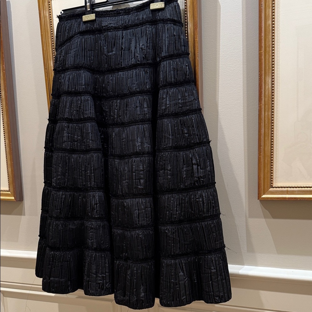 Isabel Toledo Elegant Black Layered A-Line Skirt